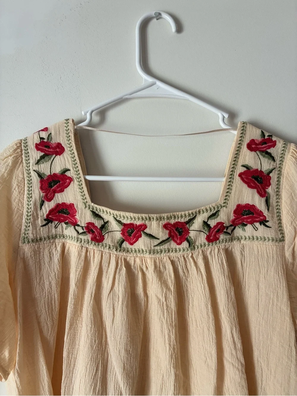 Easel 100% Cotton Embroidered Square-Neck Women’s Top